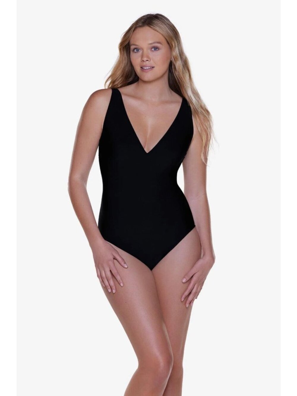 NWOT Miraclesuit Bathing Suit Swim Chi One Piece Black Size 16 New